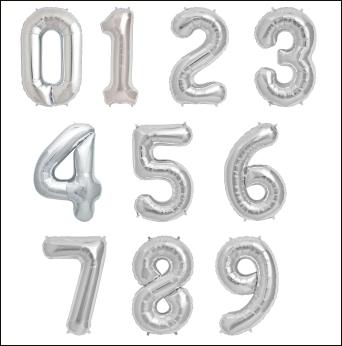 Silver numbers 90cm.